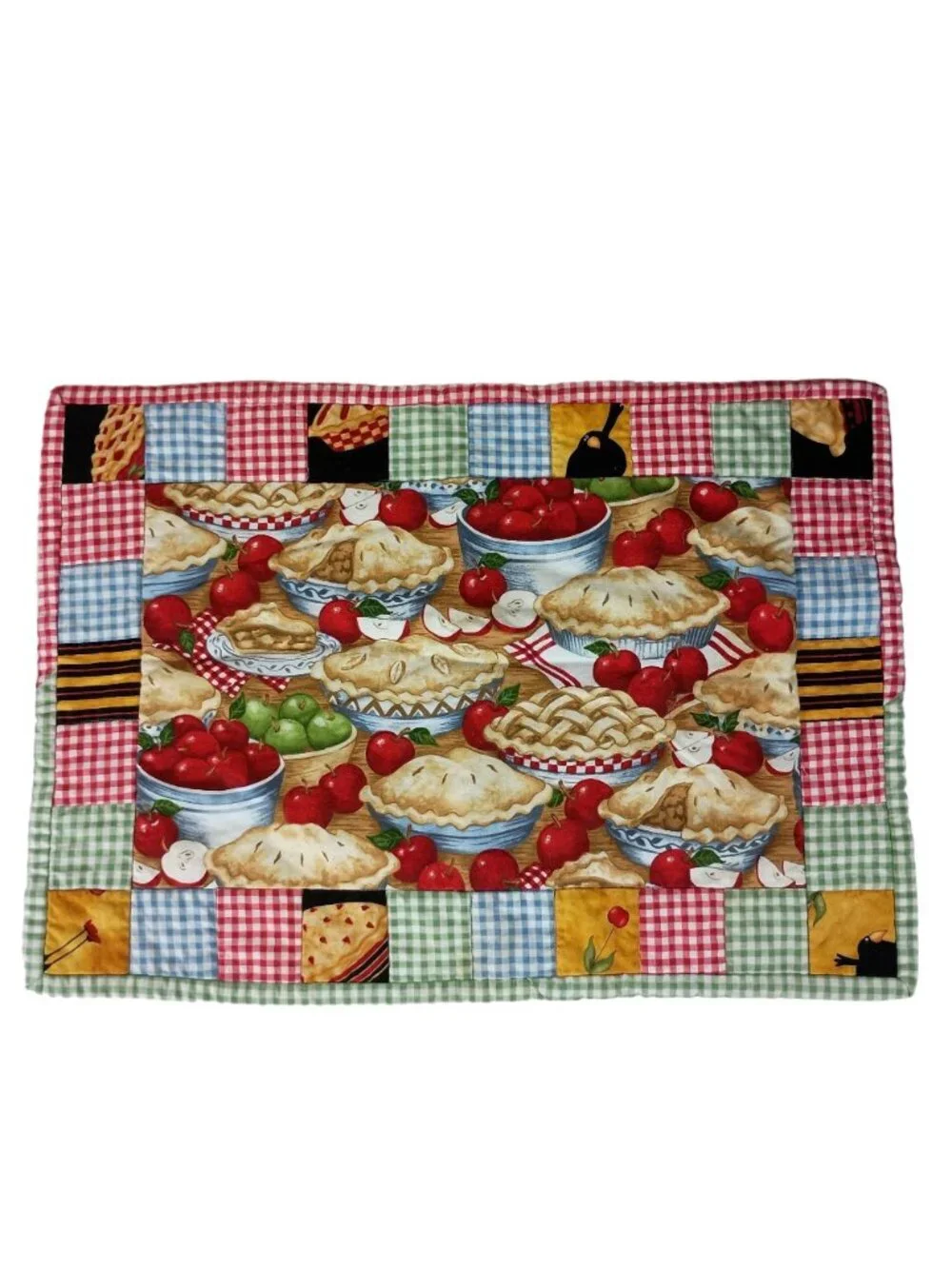 Handcrafted Quilted Patchwork Table Mat Placemat Apple Pie Fall Farmhouse Decor